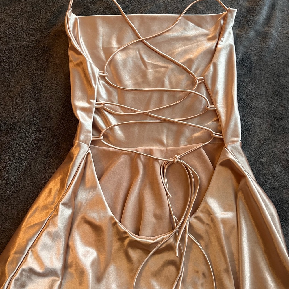 Elegant Satin Cowl Neck Dress - Picture 3 of 4